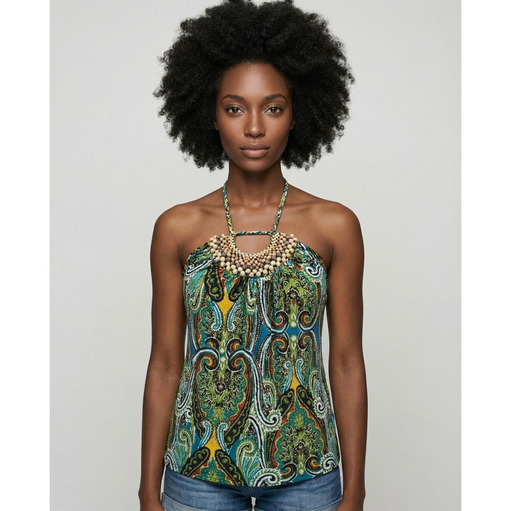 Heart Soul Halter Top with Beaded Neckline